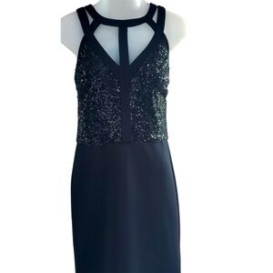Guess Blue Embellished Cut Out Sheath Dress